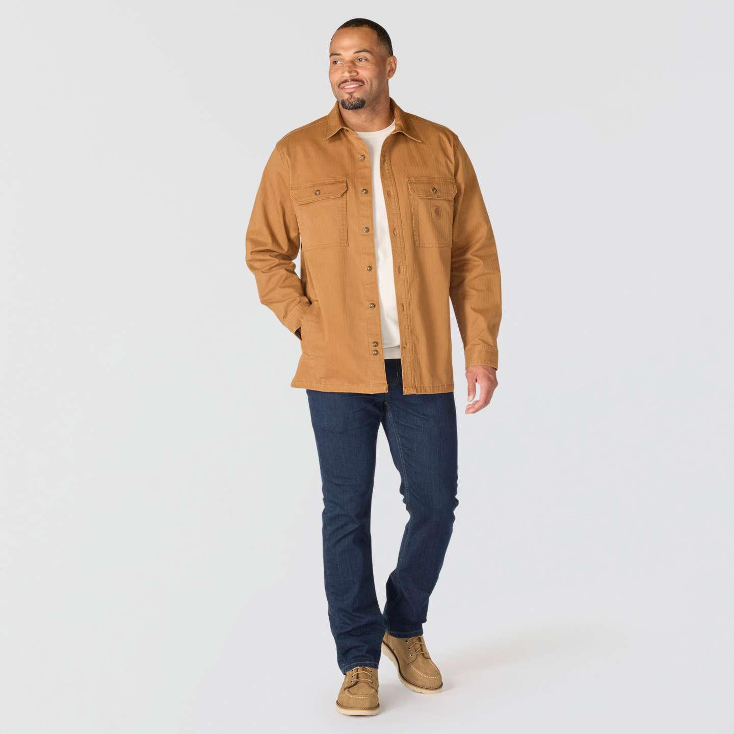 Мужская рубашка Carhartt Newcastle Shirt Jac, цвет: Коричневый — фото 4