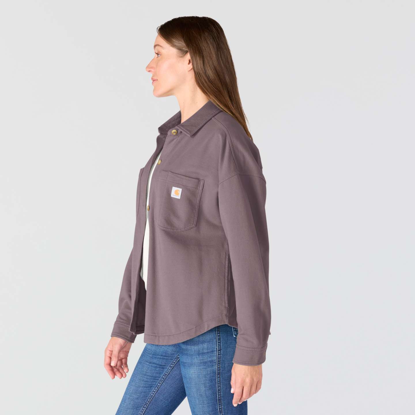 Женская рубашка Carhartt Durham Knit Overshirt, цвет: Пепельный ягодный — фото 2
