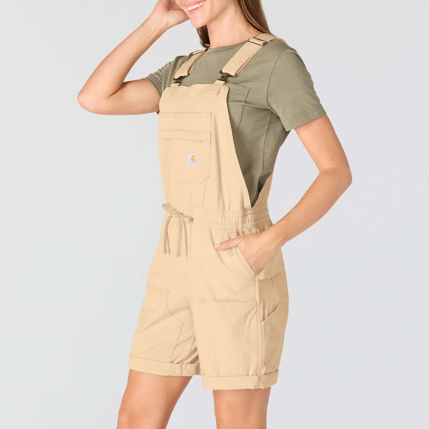 Женские комбинезоны Carhartt Force Ripstop Shortall, цвет: Бежевый — фото 3