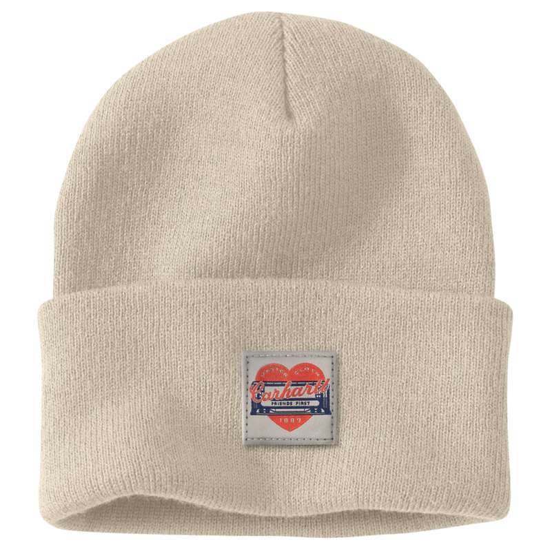 Carhartt  Oat Milk Women's Knit Heart Patch Beanie
