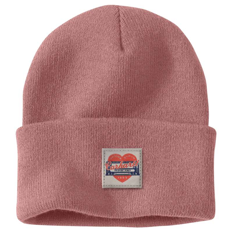 Carhartt  Rose Tint Women's Knit Heart Patch Beanie