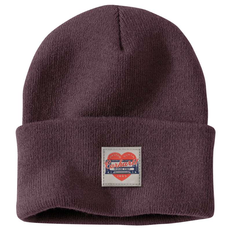 Carhartt  Deep Cherrywood Heart Patch Cap Beanie