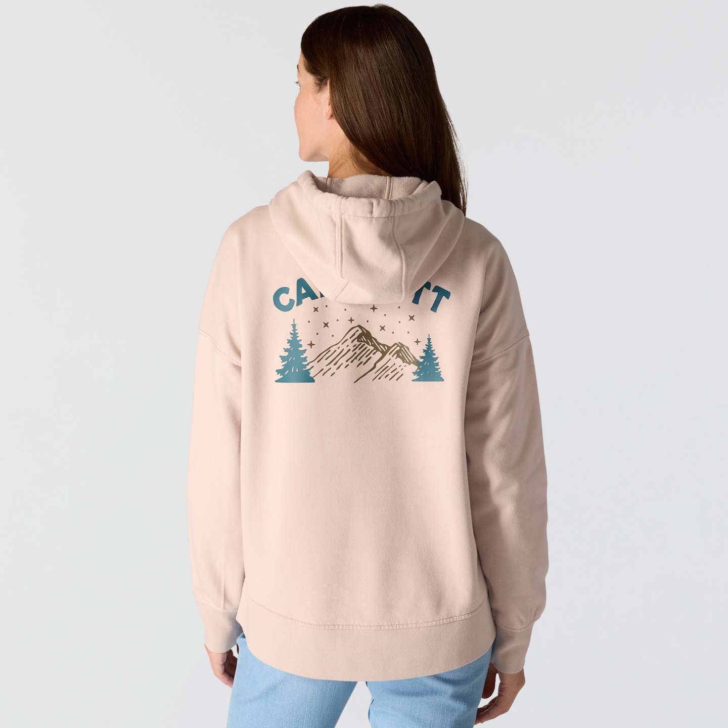 Женский свитшот Carhartt Oversized-Fit Midweight Hooded Mountain Graphic, цвет: Серо-коричневый меланжевый — фото 4