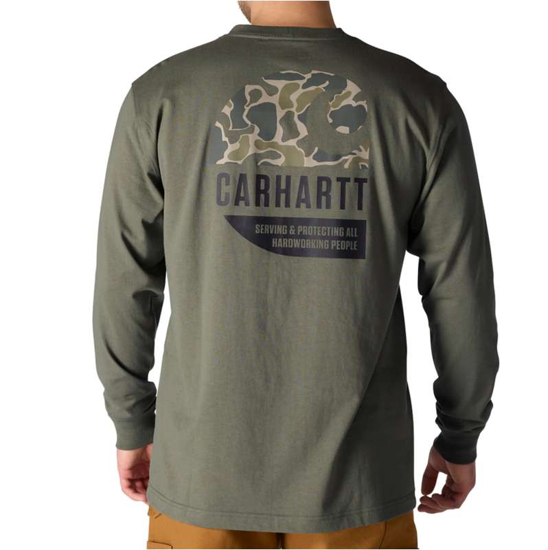 Carhartt  Dusty Olive Loose Fit Heavyweight Long-Sleeve Pocket 1889 T-Shirt