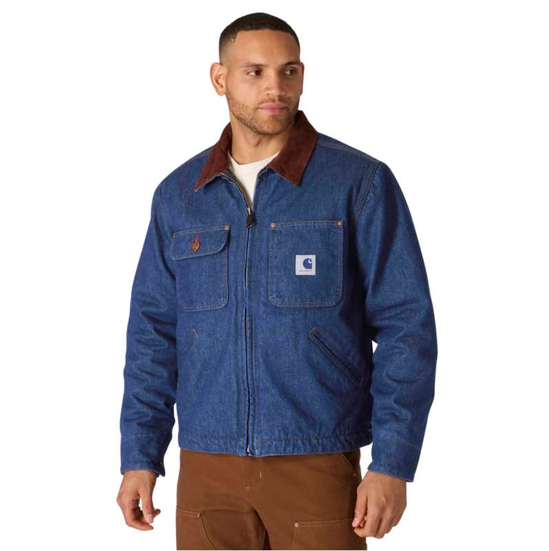 Carhartt  Rinsed Dark Indigo Crafted Series Denim Sherpa Lined Chore Jacket