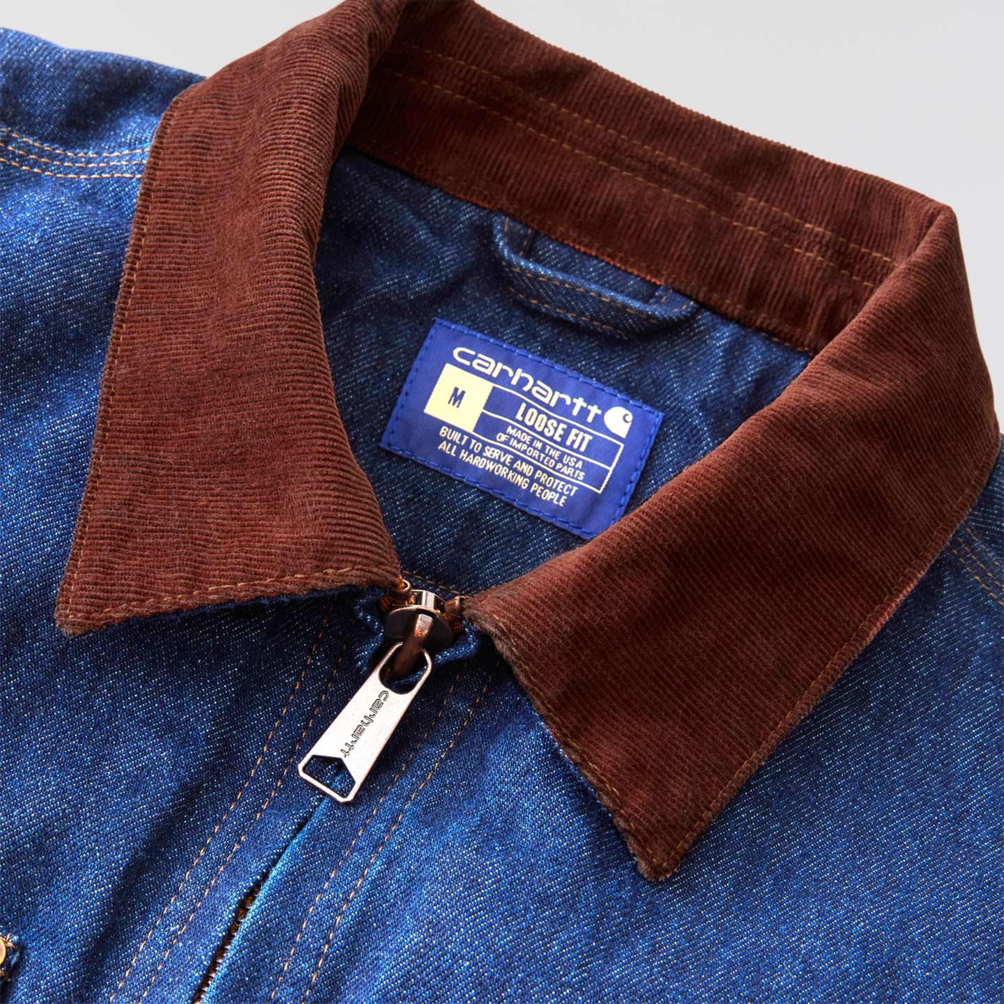 Мужская куртка Carhartt Crafted Series Denim Sherpa Lined Chore, цвет: Тёмный индиго — фото 7