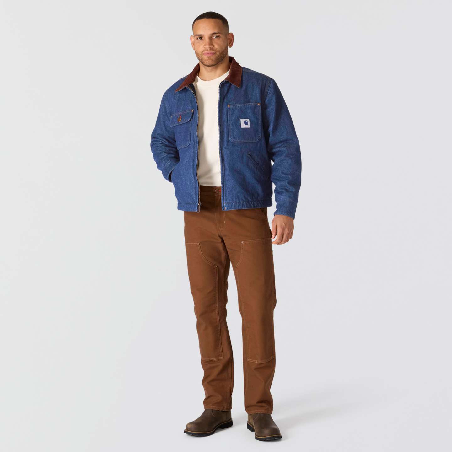 Мужская куртка Carhartt Crafted Series Denim Sherpa Lined Chore, цвет: Тёмный индиго — фото 3