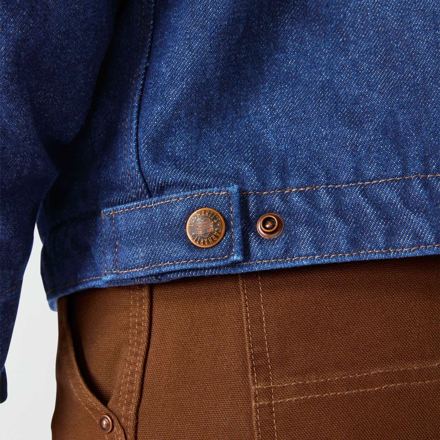 Мужская куртка Carhartt Crafted Series Denim Sherpa Lined Chore, цвет: Тёмный индиго — фото 9