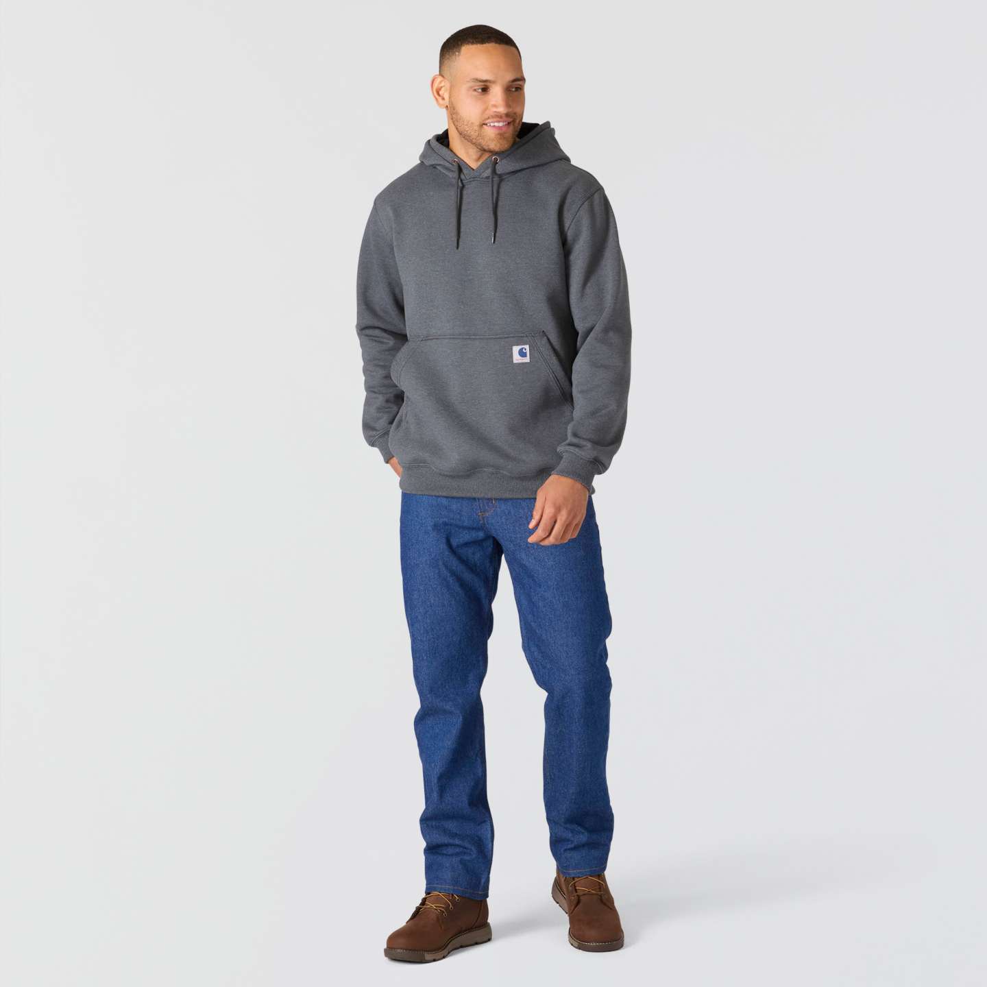 Мужское худи Carhartt Crafted Series Heavyweight Fleece, цвет: Карбоновый меланжевый — фото 4