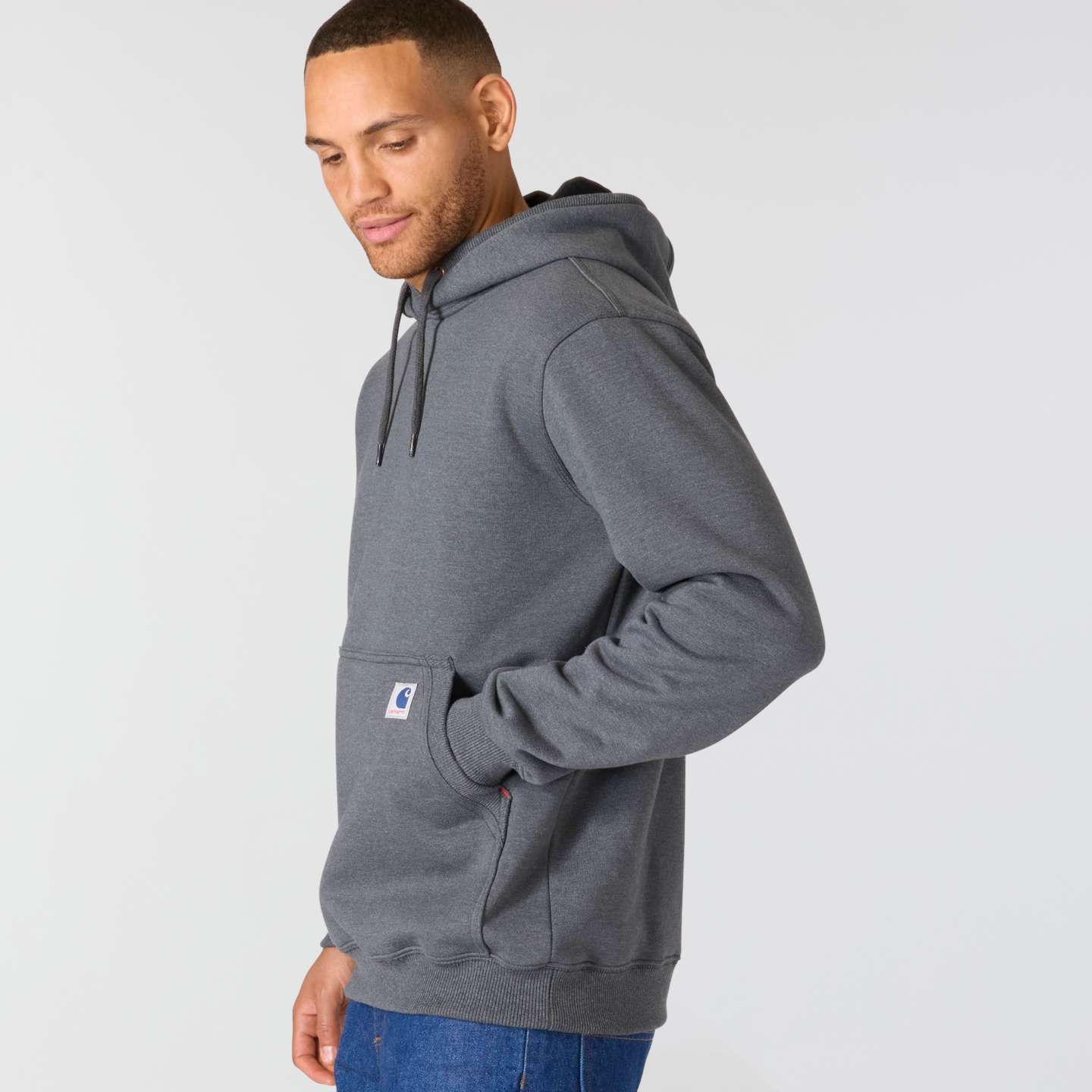Мужское худи Carhartt Crafted Series Heavyweight Fleece, цвет: Карбоновый меланжевый — фото 2