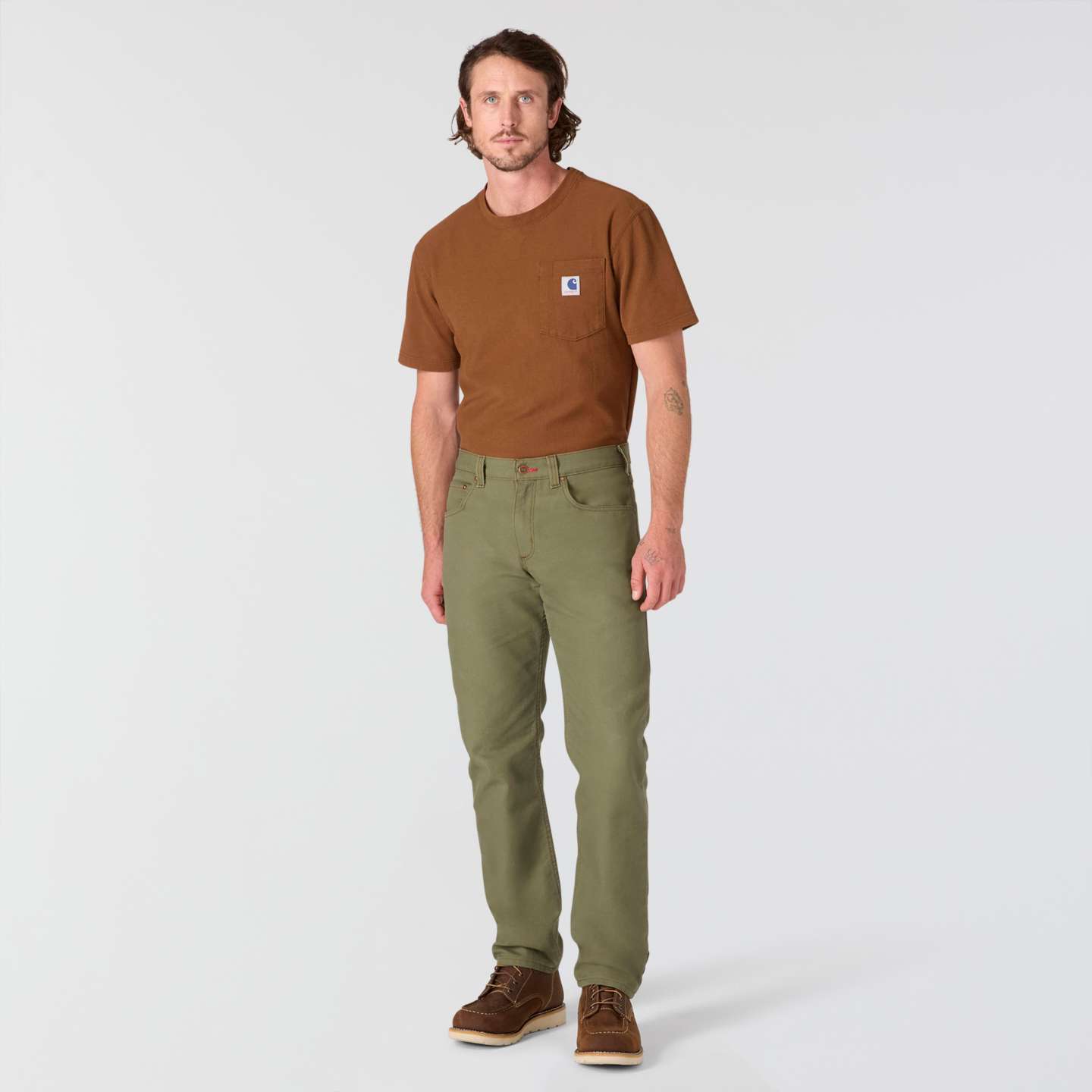 Мужские брюки Carhartt Crafted Series Relaxed Straight Duck, цвет: Армейский зелёный — фото 3