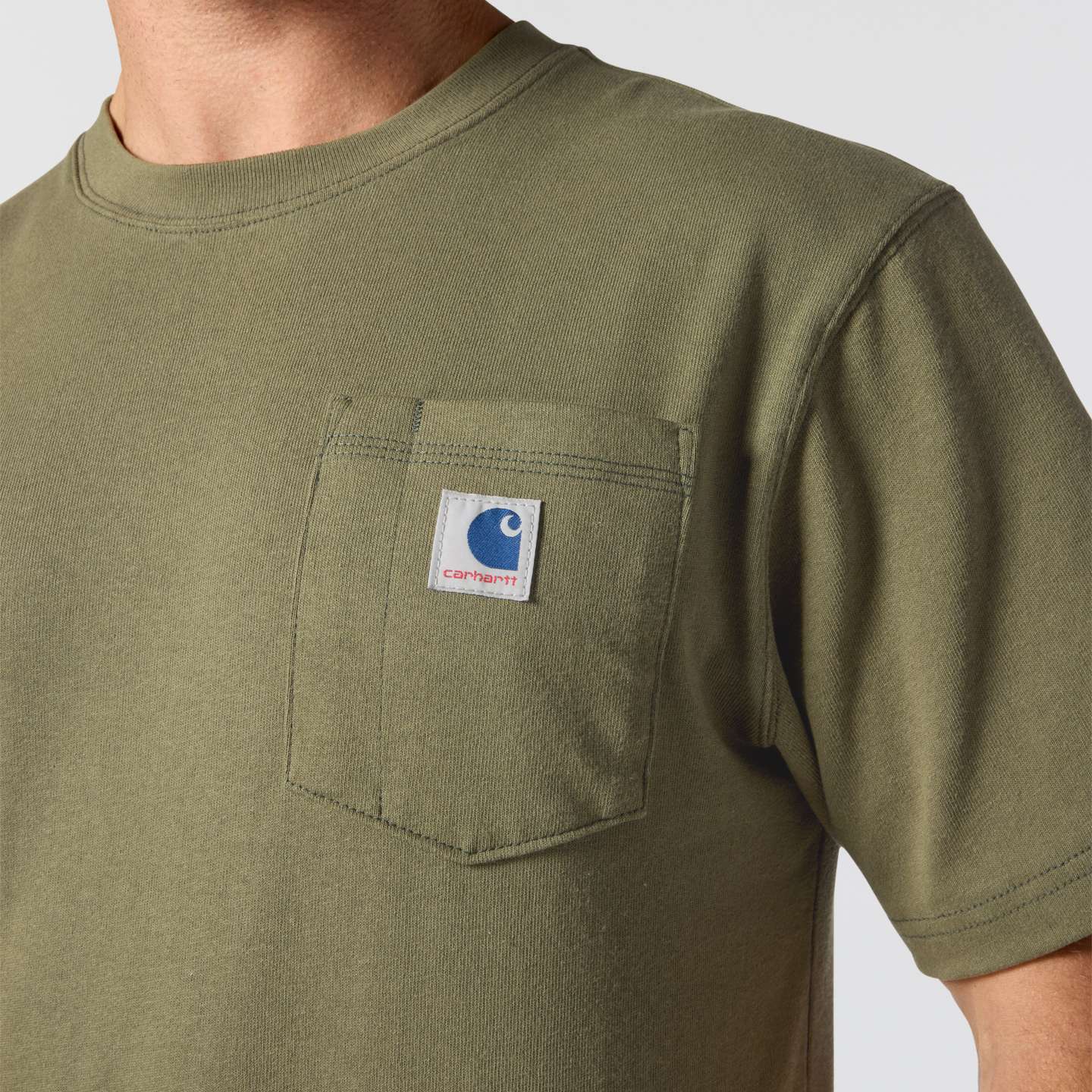 Мужская футболка Carhartt Crafted Series Heavyweight Loose, цвет: Армейский зелёный — фото 3