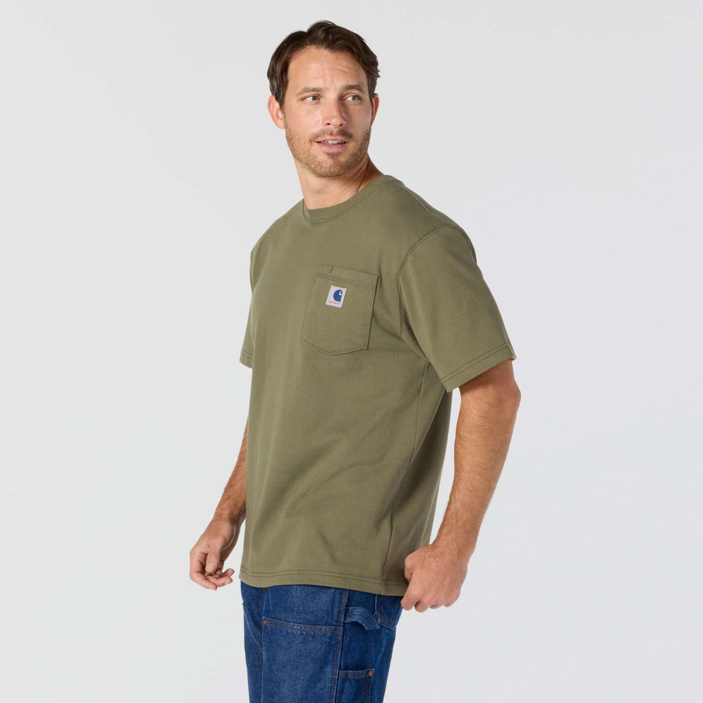 Мужская футболка Carhartt Crafted Series Heavyweight Loose, цвет: Армейский зелёный — фото 2