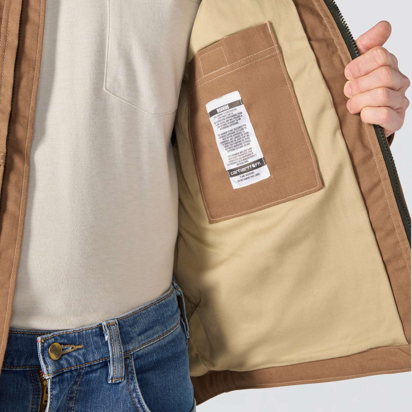 Мужская куртка Carhartt FR Quick Duck, цвет: Коричневый — фото 5