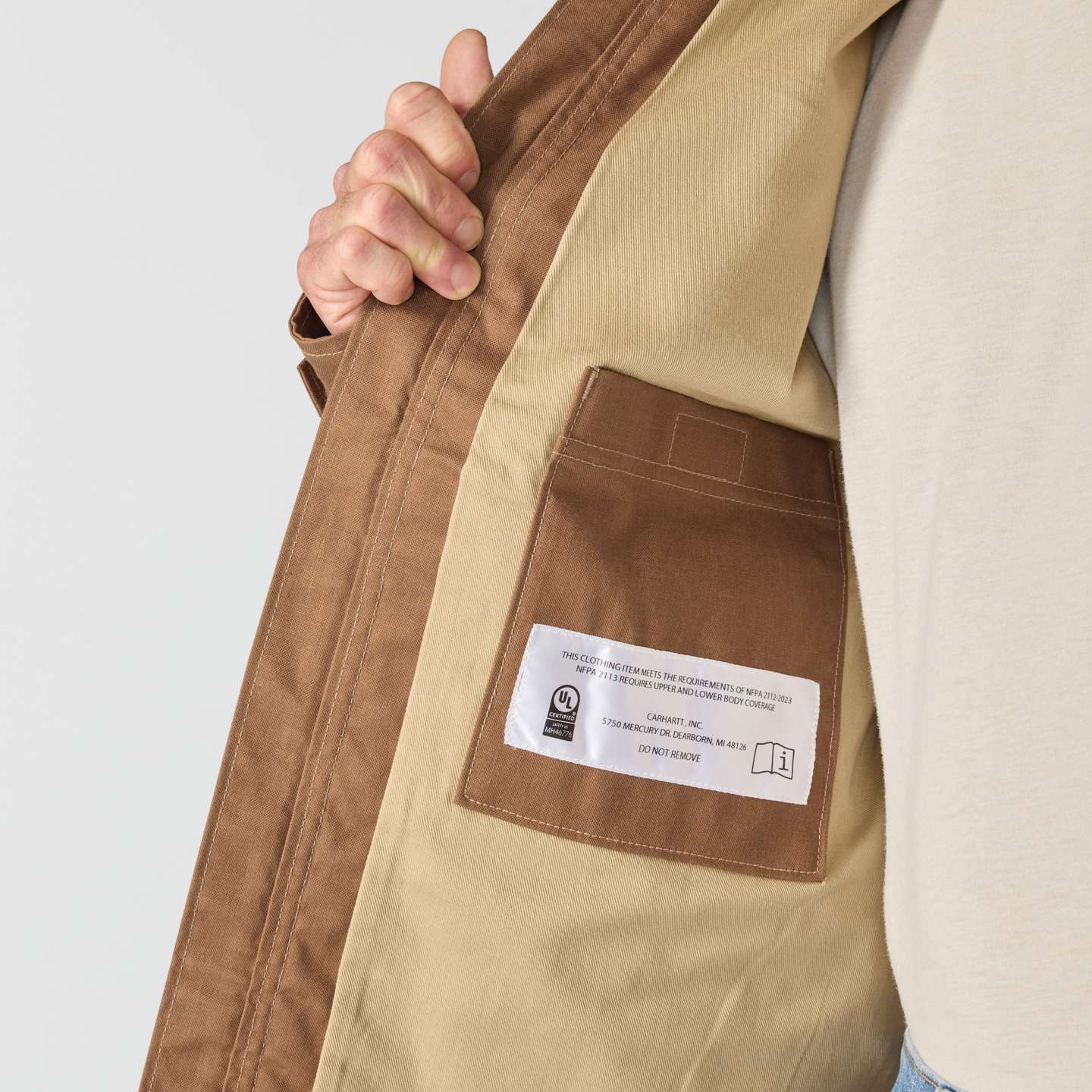 Мужская куртка Carhartt FR Quick Duck, цвет: Коричневый — фото 6