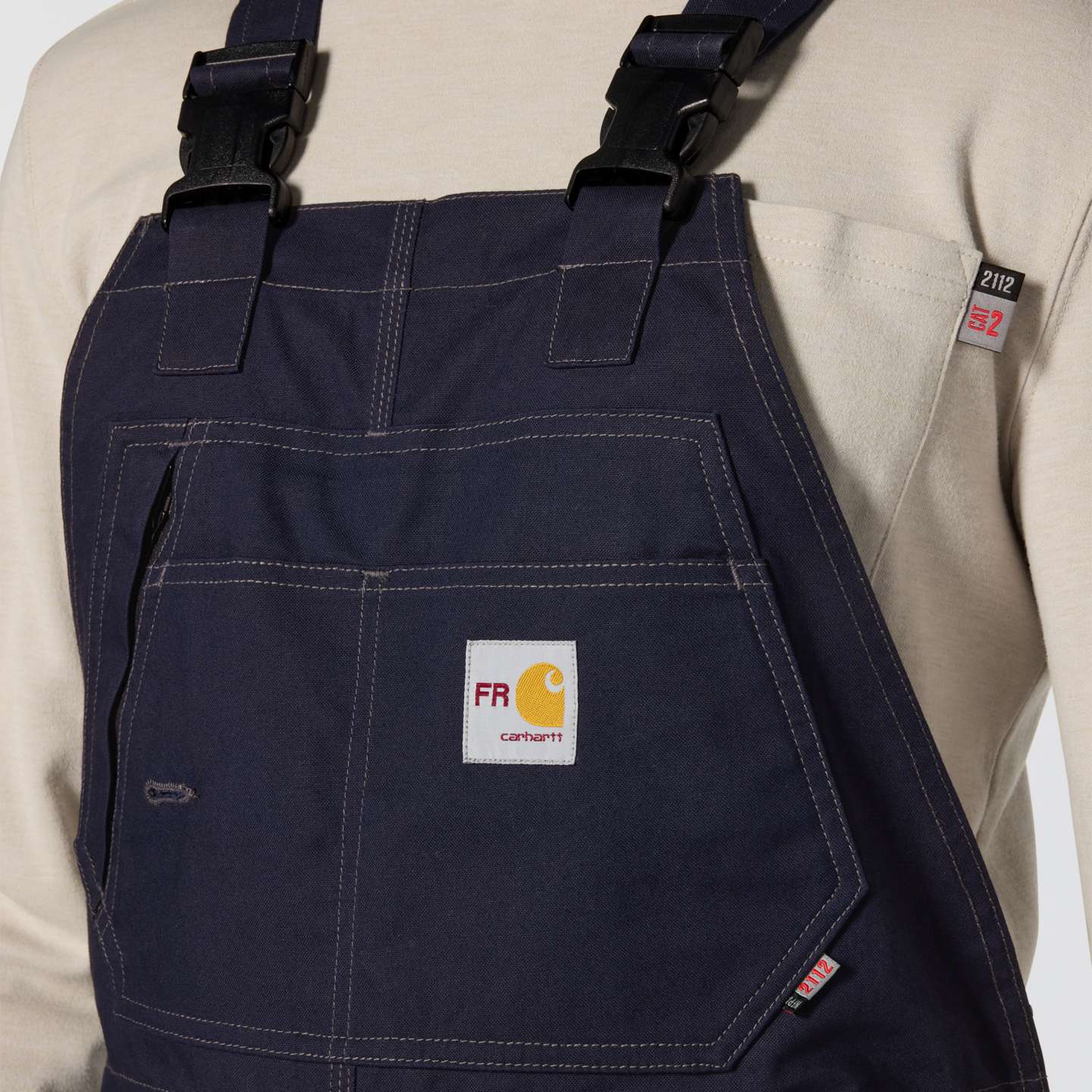 Мужской огнестойкий утеплённый полукомбинезон Carhartt FR Quick Duck Insulated, цвет: Тёмный тёмно-синий — фото 3