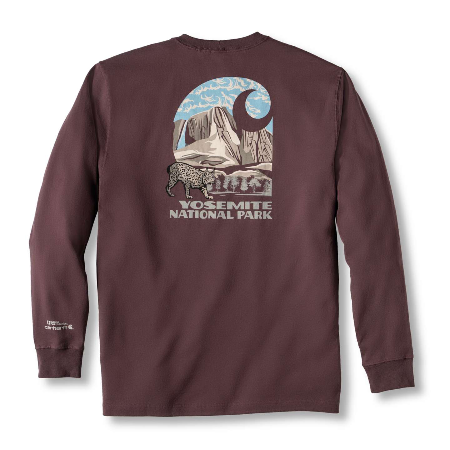 Мужская футболка Carhartt Loose Fit Heavyweight Long-Sleeve Yosemite National Park Graphic, цвет: Тёмный сепия — фото 1