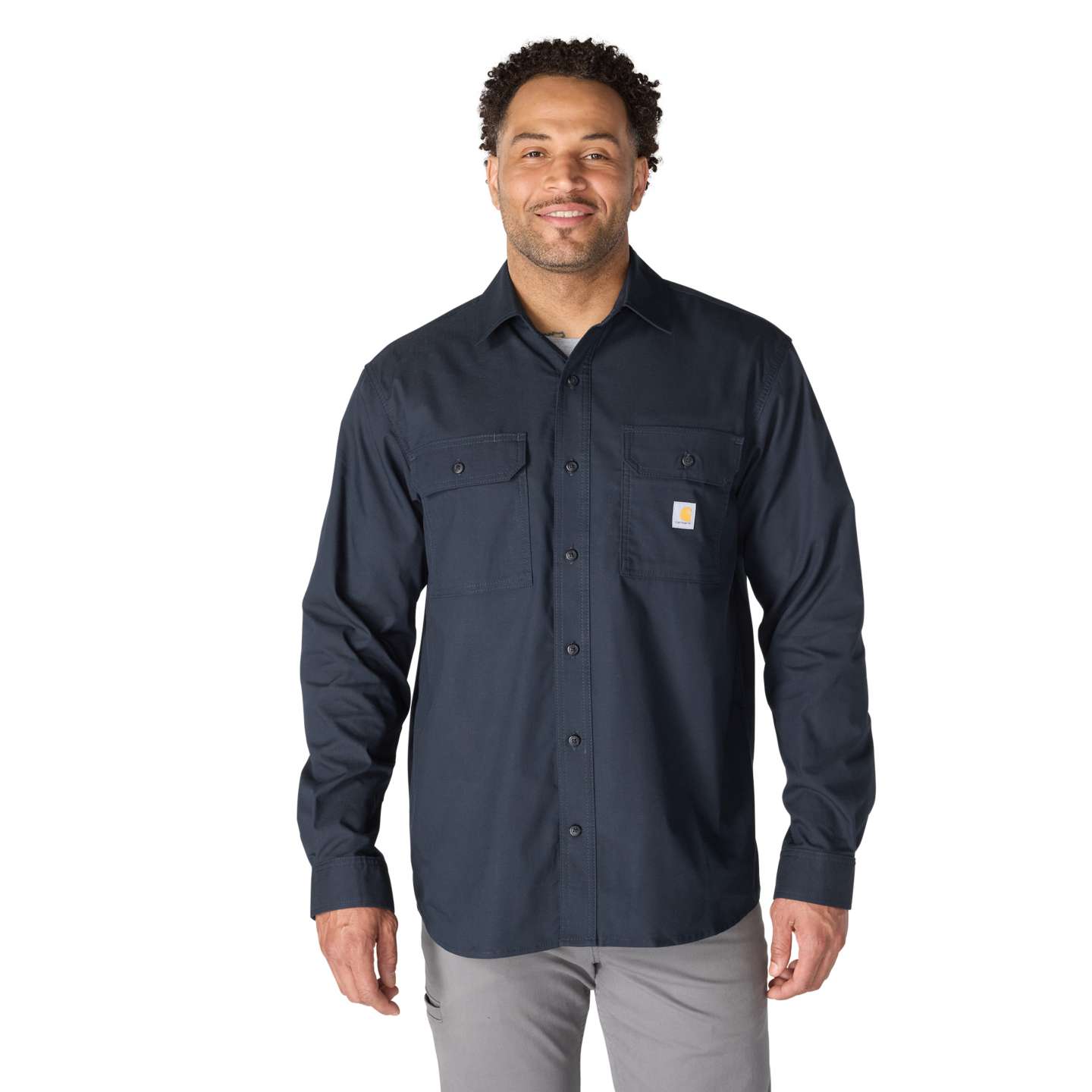 Мужская рубашка Carhartt Glenwood Relaxed LS, цвет: Тёмно-синий — фото 1