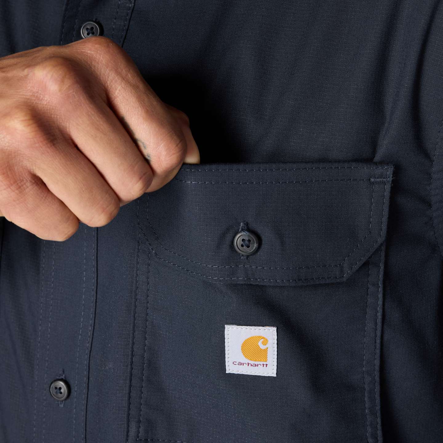 Мужская рубашка Carhartt Glenwood Relaxed LS, цвет: Тёмно-синий — фото 3