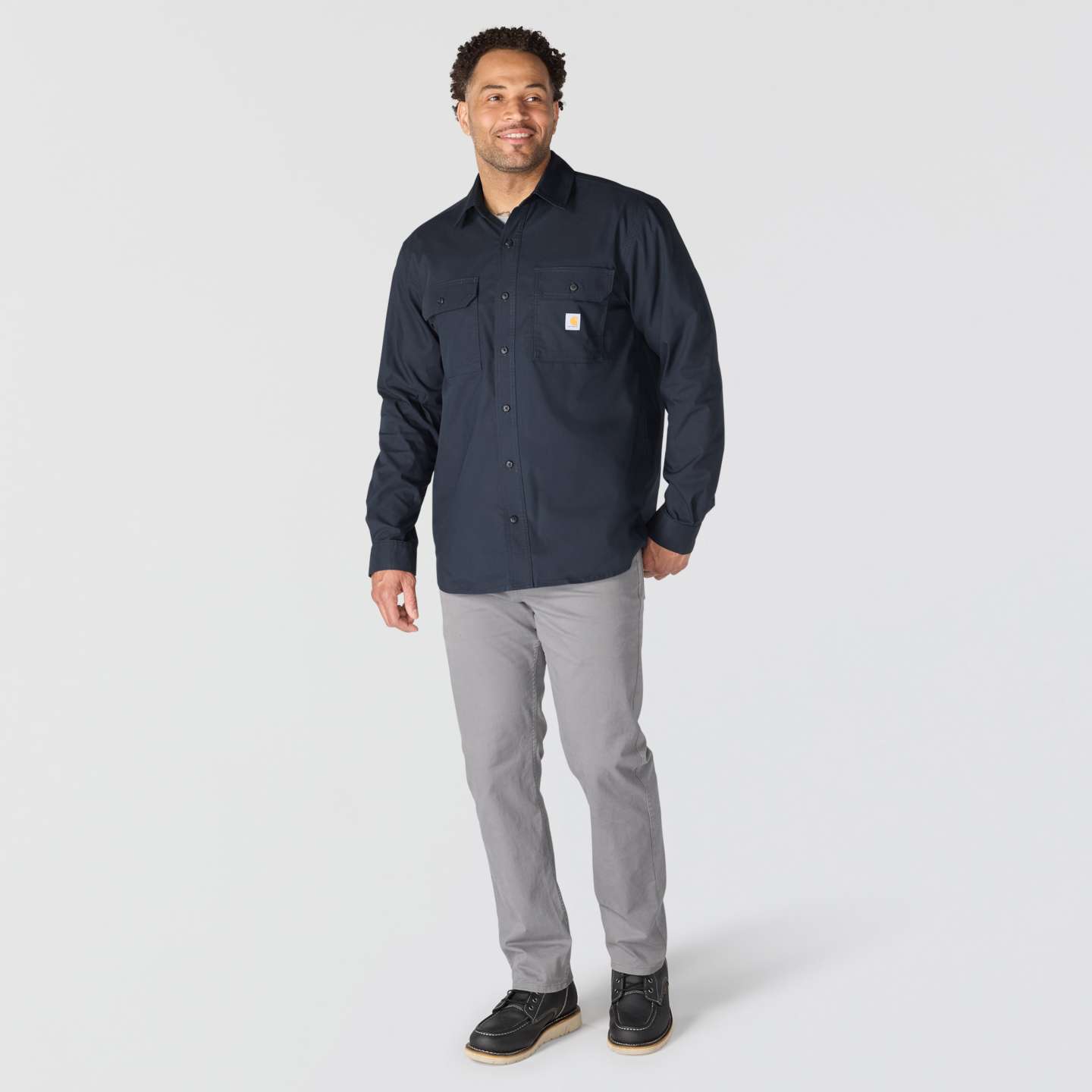 Мужская рубашка Carhartt Glenwood Relaxed LS, цвет: Тёмно-синий — фото 4