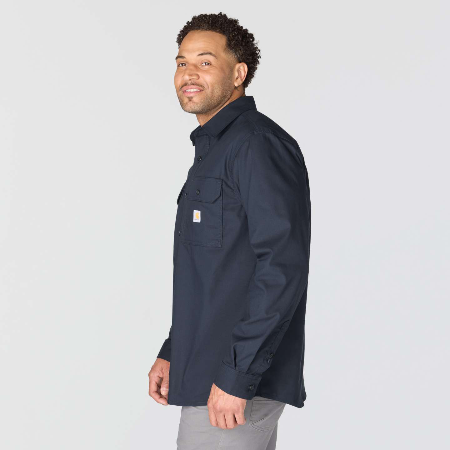 Мужская рубашка Carhartt Glenwood Relaxed LS, цвет: Тёмно-синий — фото 2