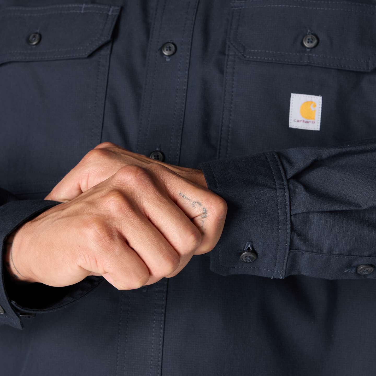 Мужская рубашка Carhartt Glenwood Relaxed LS, цвет: Тёмно-синий — фото 6