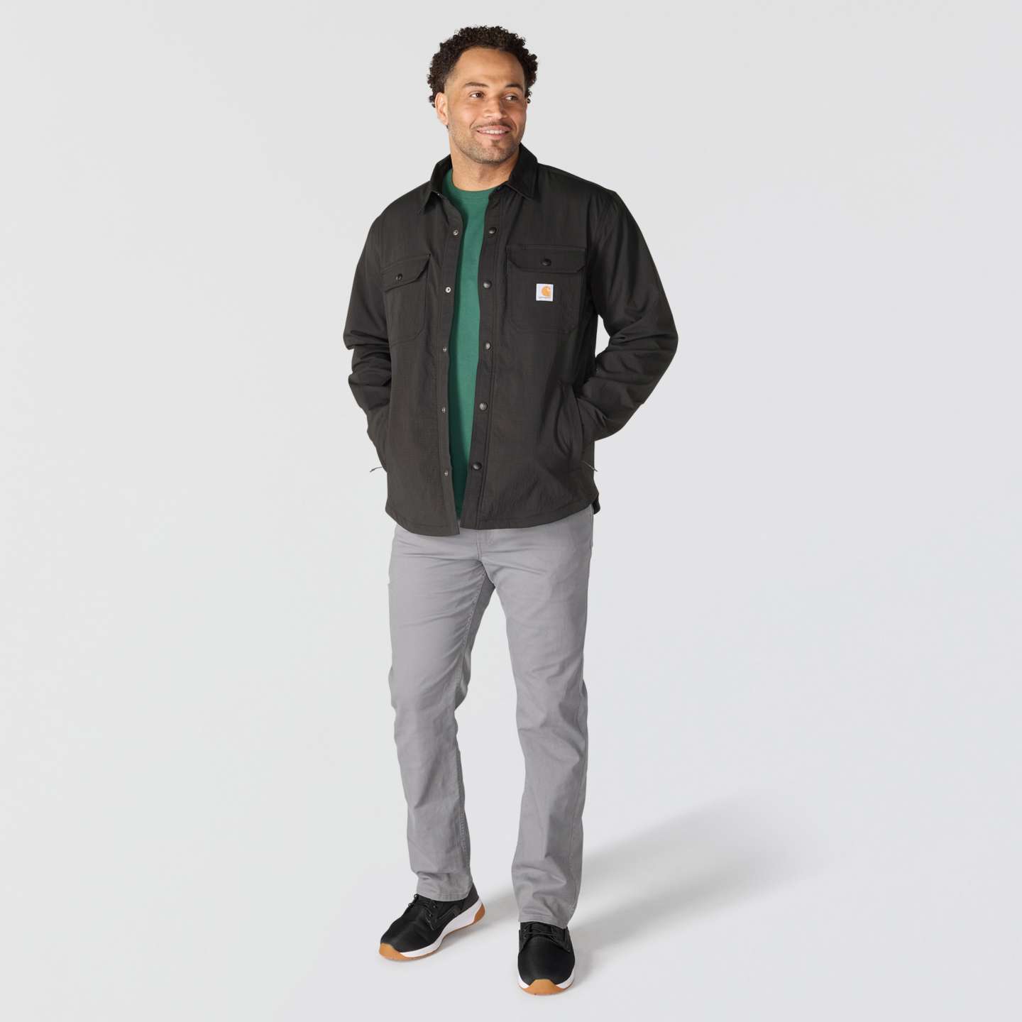 Мужская рубашка Carhartt Force Shirt Jac, цвет: Чёрный — фото 4