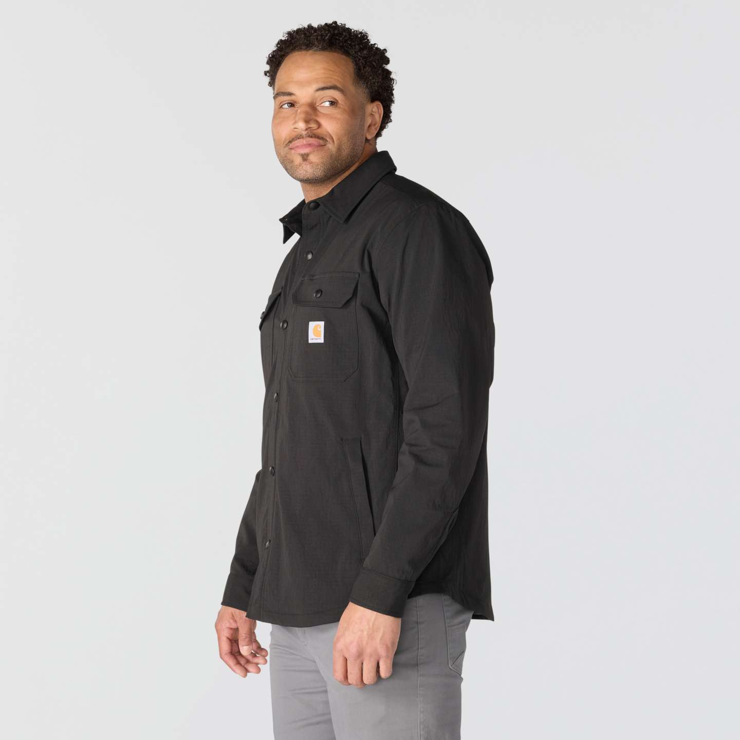 Мужская рубашка Carhartt Force Shirt Jac, цвет: Чёрный — фото 2