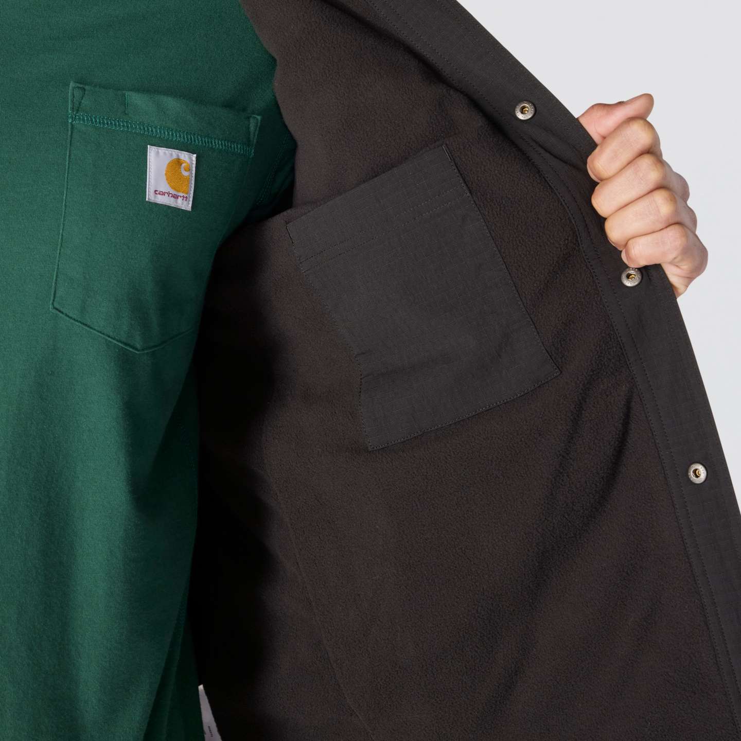 Мужская рубашка Carhartt Force Shirt Jac, цвет: Чёрный — фото 8
