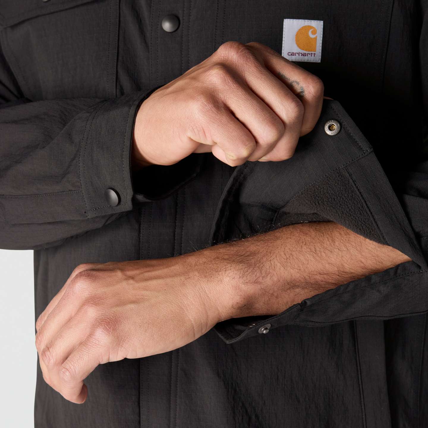 Мужская рубашка Carhartt Force Shirt Jac, цвет: Чёрный — фото 6