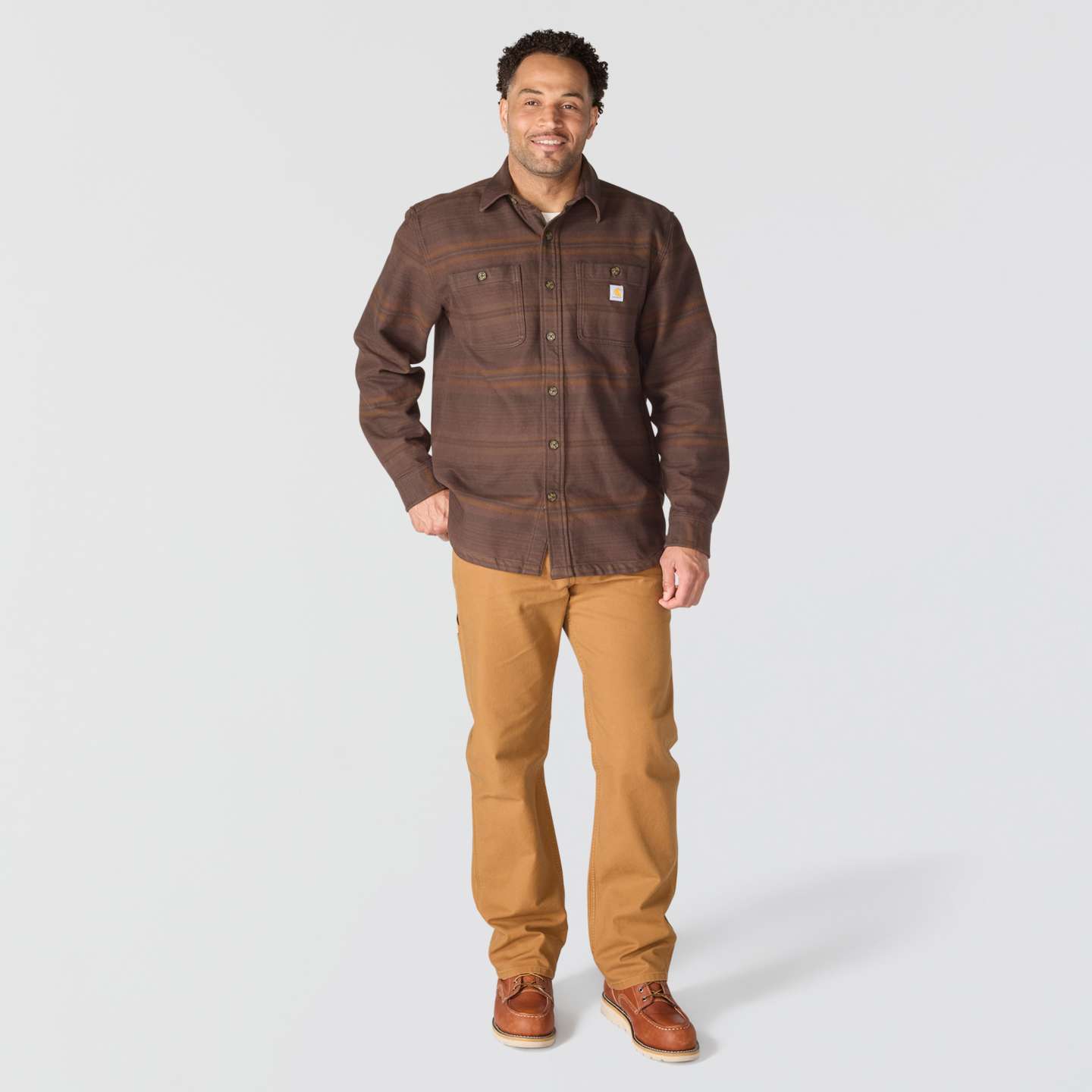 Мужская рубашка Carhartt Everett Loose LS Plaid, цвет: Dark Clove — фото 4