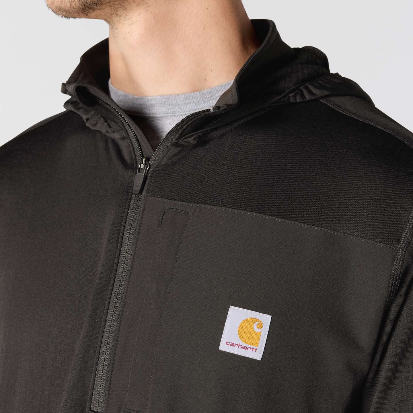 Мужское худи Carhartt Force Ironwood Relaxed 1/2-Zip, цвет: Чёрный — фото 3