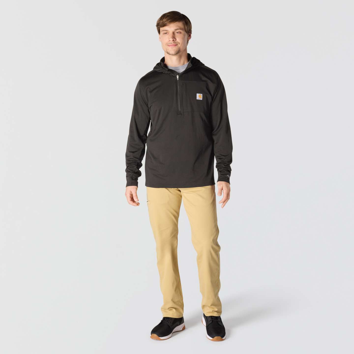 Мужское худи Carhartt Force Ironwood Relaxed 1/2-Zip, цвет: Чёрный — фото 4