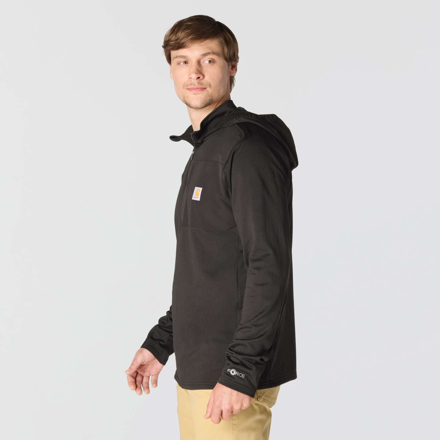 Мужское худи Carhartt Force Ironwood Relaxed 1/2-Zip, цвет: Чёрный — фото 2