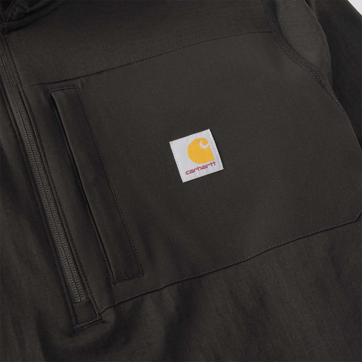 Мужское худи Carhartt Force Ironwood Relaxed 1/2-Zip, цвет: Чёрный — фото 8