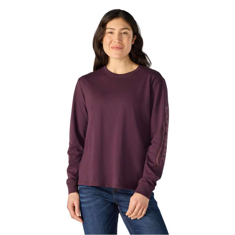 Carhartt  Deep Cherrywood Women's Irvine Loose LS Logo T-Shirt