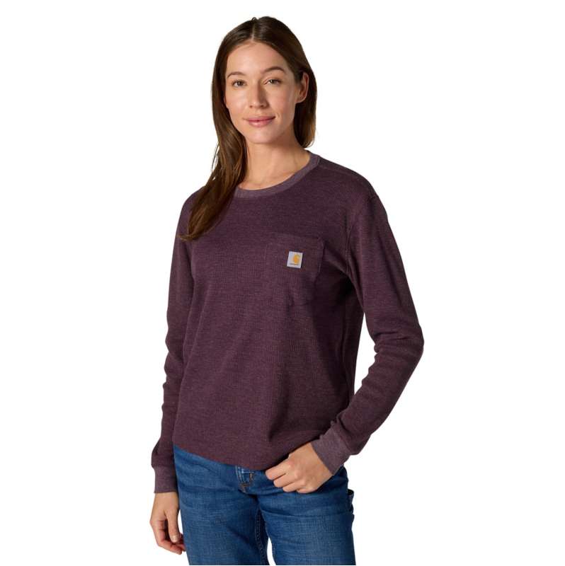 Carhartt  Deep Cherrywood Women's Waffle Knit Loose LS T-Shirt