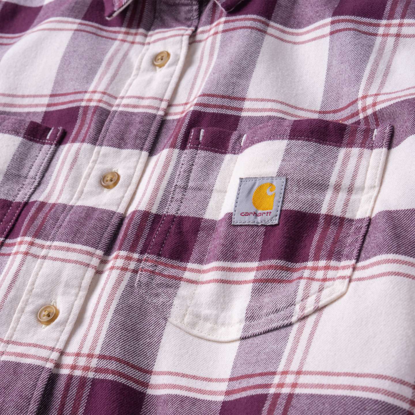 Женская рубашка Carhartt Hamilton Relaxed LS Plaid, цвет: Розовый / Яичная скорлупа — фото 6