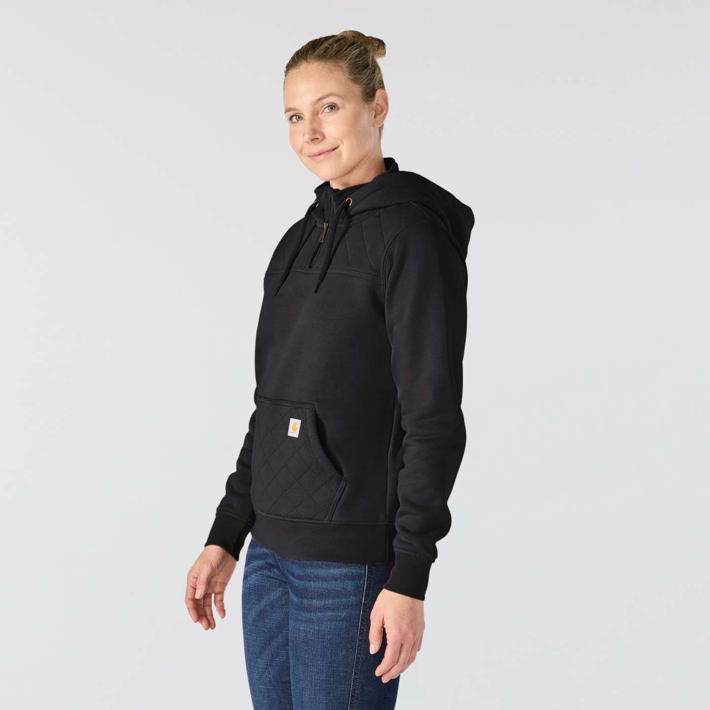 Женская толстовка Carhartt Paxton Quilted 1/4-Zip, цвет: Чёрный — фото 2
