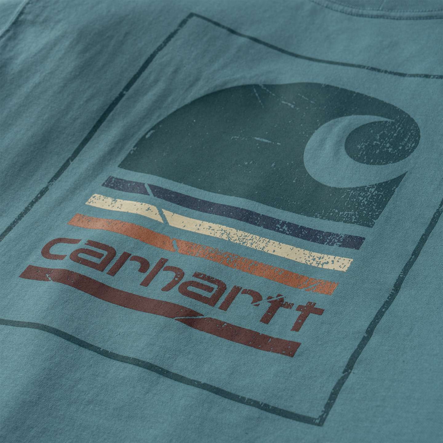 Мужская футболка Carhartt Irvine Relaxed Faded Stripe, цвет: Бирюзовый — фото 2
