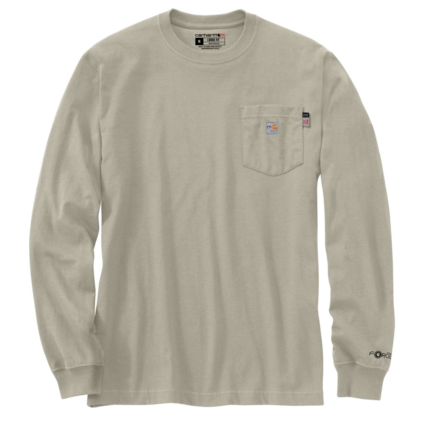 Мужская футболка Carhartt FR Force Irvine Loose LS Oil Pump, цвет: Серо-бежевый — фото 2