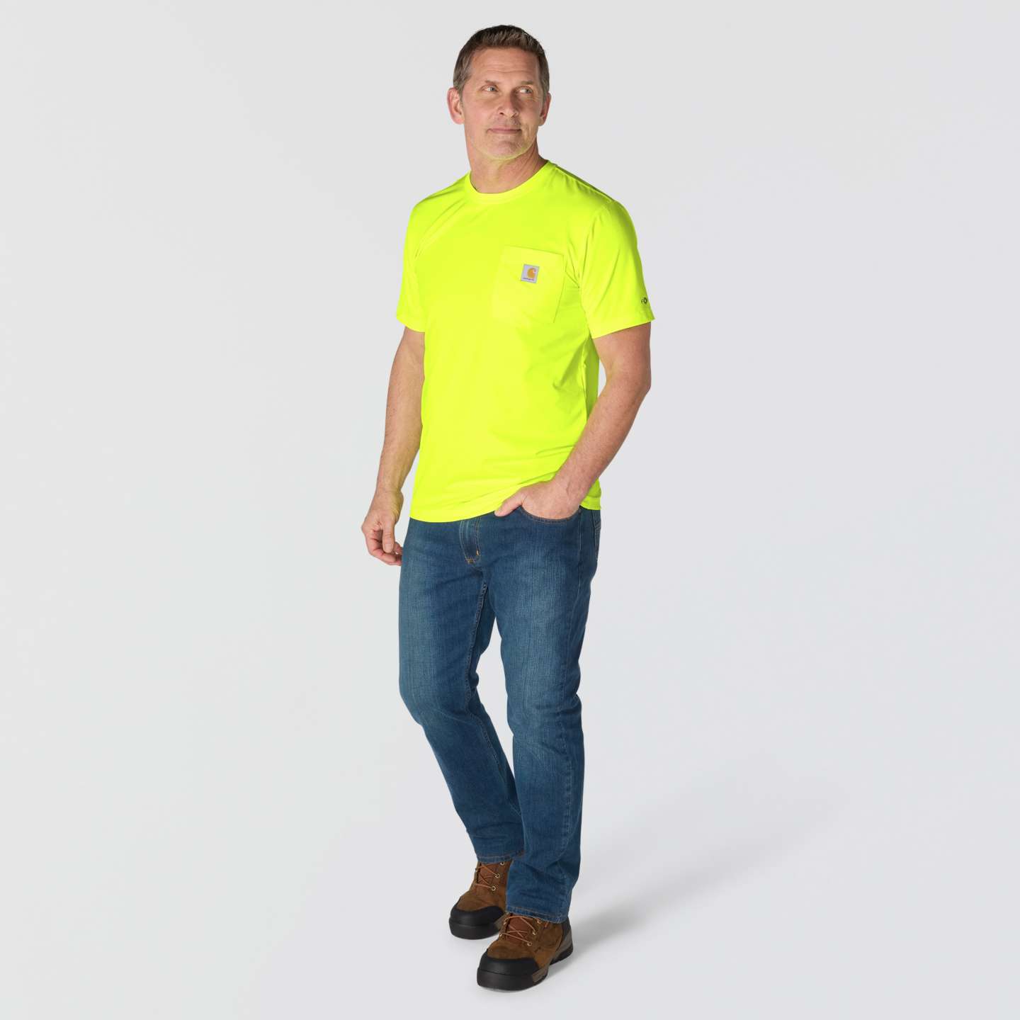 Мужская футболка Carhartt Force Relaxed Color Enhanced, цвет: Лаймовый — фото 4