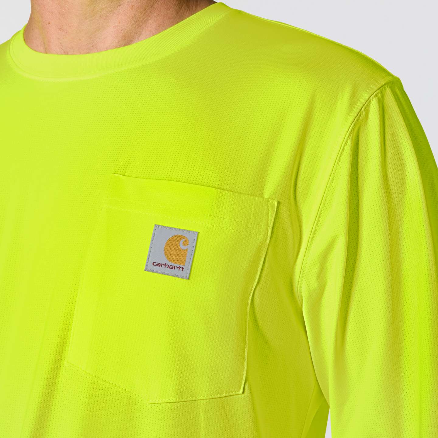Мужская футболка Carhartt Force Relaxed Color Enhanced LS, цвет: Лаймовый — фото 3