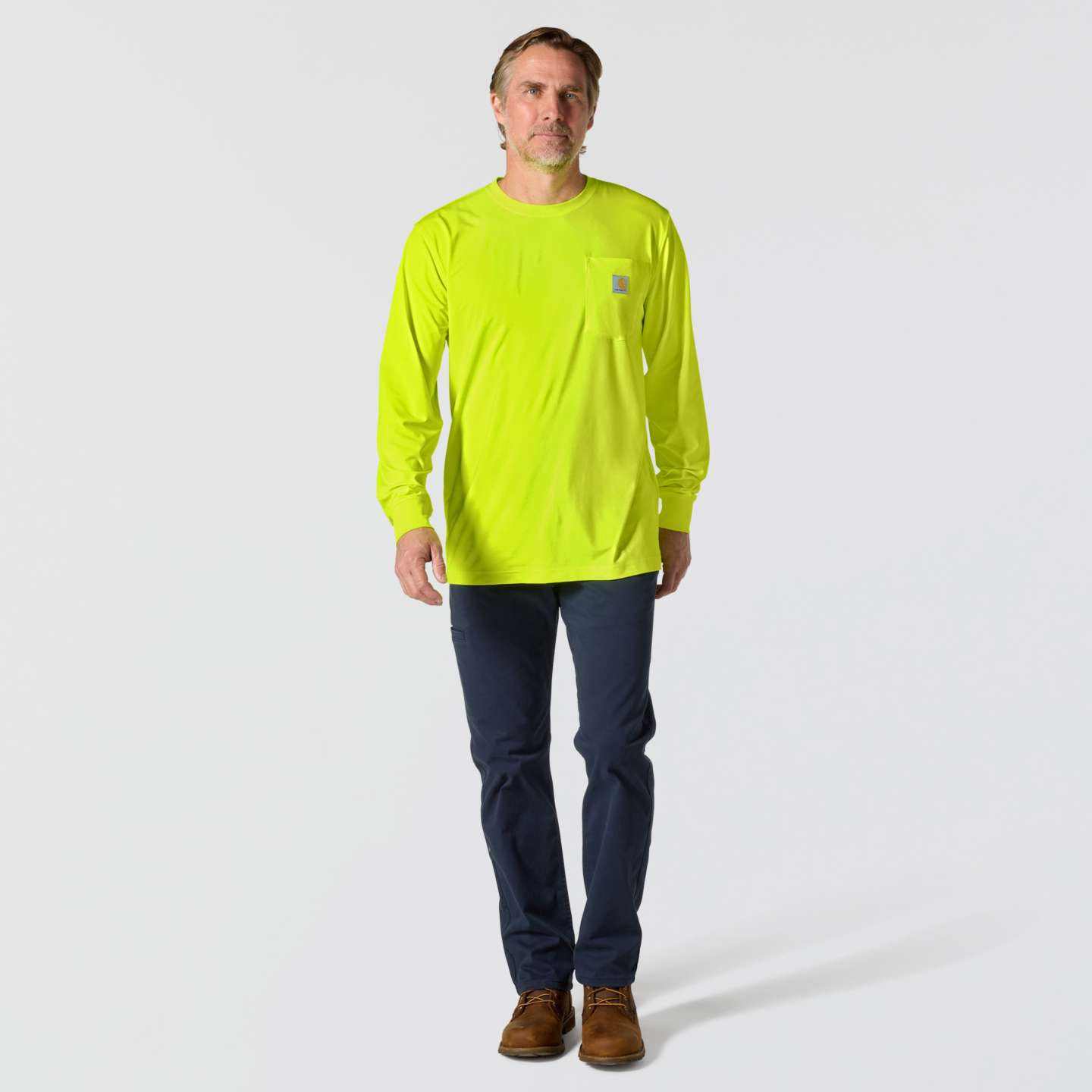 Мужская футболка Carhartt Force Relaxed Color Enhanced LS, цвет: Лаймовый — фото 4