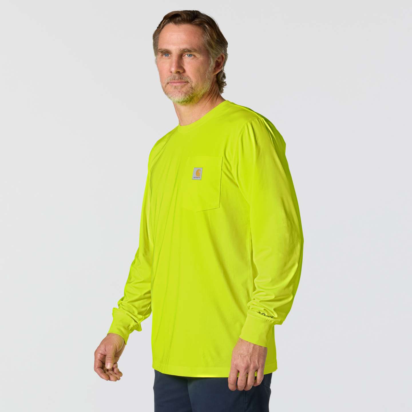 Мужская футболка Carhartt Force Relaxed Color Enhanced LS, цвет: Лаймовый — фото 2