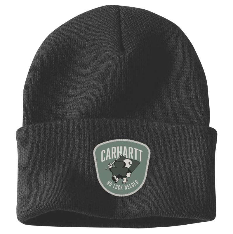 Carhartt  Black Knit Shamrock Patch Beanie