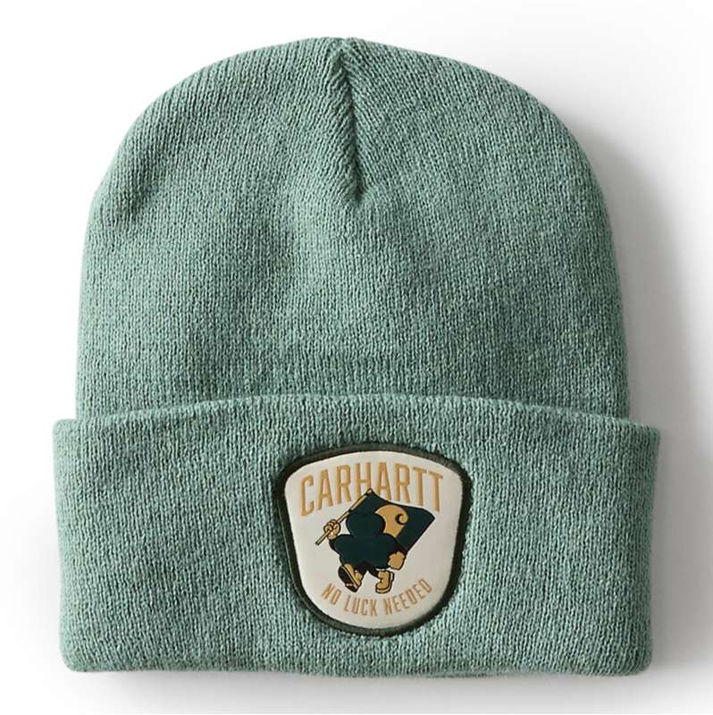 Carhartt  Green Slate Knit Shamrock Patch Beanie