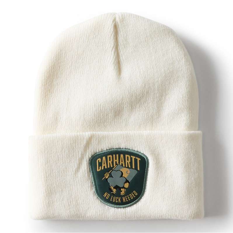 Carhartt  Winter White Knit Shamrock Patch Beanie