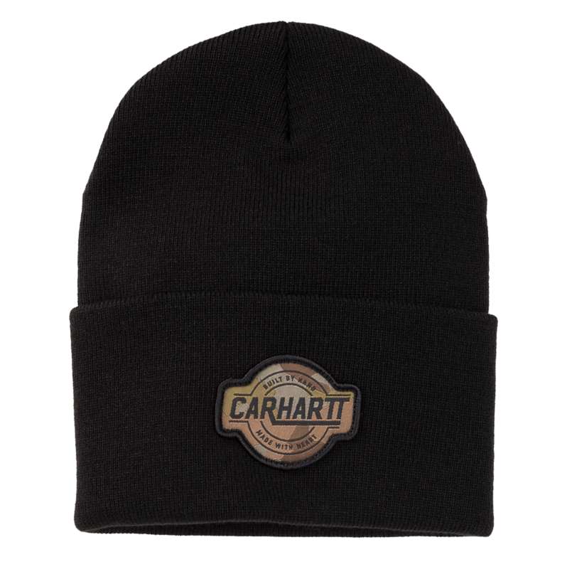 Carhartt  Black Camo Patch Cuffed Beanie