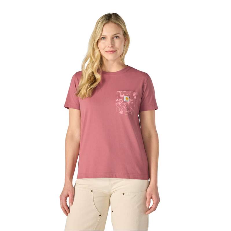 Carhartt  Dark Rose Tint Women's Irvine Relaxed Floral Pocket T-Shirt